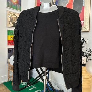 Black Lace Bomber Jacket